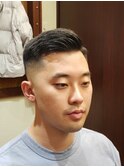 MEN'Sアッシュブラックサイドハードパート×フェード