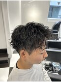 メンズパーマツイスパ波巻きスパイラルマッシュセンターパート