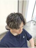 波巻きミックスハイライトメンズミディアムツイストスパイラル