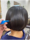 20代30代40代黒髪前下がりショートボブ/アッシュブラック