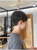 マッシュショート×オリーブカラー