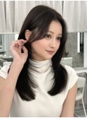 ミディアムレイヤー　ワンカール　センター分け前髪『桔川 恒』