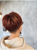 ベリーショート【刈り上げ/ハイライト/ボルドーカラー】