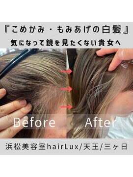 ルクス(Lux) hairLux浜松天王・三ヶ日・顔周りの白髪量が多い方へ