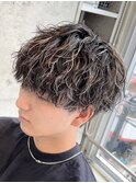 ハイライトパーマ波巻きスパイラルパーマルーズパーマメンズヘア