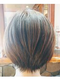 丸みショートヘア 暖色系ブラウン 簡単セット