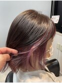 インナーカラーオリエンタルピンク×ボブ