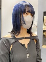 ラミエバイメルト 下北沢(lamie by melt)&nbsp;毛利/ミディアム切りっぱなし 小顔姫カット ブルーアッシュ