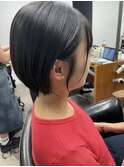 グレージュカラー/ボブウルフ/黒髪/ココアベージュ