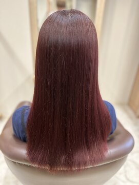 ヘアサロンアンドヘアメイクディー(hair salon hair make D) 仙台D ブリーチなしワンレンロング☆チェリーレッドカラーstyle
