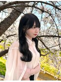 春の大人可愛いグレージュ【前髪顔まわりでさらに可愛く】
