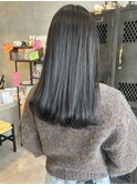 黒髪暗髪ロングストレートヘア美シルエットツヤ髪20代30代40代
