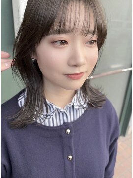 エダメ(EDAME) 顔まわりレイヤー/カーキ/透け感カラー