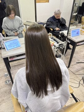 アジールヘア 所沢プロペ通り店(agir hair) ブリーチなしダブルカラーオリーブベージュ美髪ワイドバング所沢
