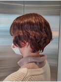 大人美人ショートボブパーマウルフパーマアッシュベージュ
