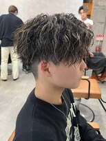 メッシュハイライトスパイラルパーマツイストパーマツーブロック
