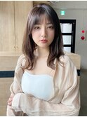 韓国ヘア レイヤーカット くびれヘア アプリコットオレンジ"