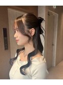 韓国カチモリリボンハーフアップ