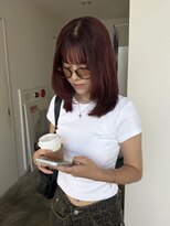 エイチ(811)&nbsp;バレイヤージュボブヘアセミロング前髪タッセルボブ姫カット