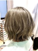 ダブルカラー　グレージュカラー　ブリーチ1回