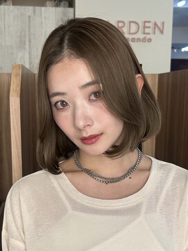 ガーデントウキョウ(GARDEN Tokyo) 『オリーブベージュ/くびれボブ/顔周りカット』