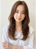 髪質改善カラーくびれレイヤーカットマロンベージュ夏カラー
