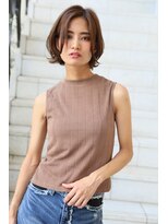 ロエナ(ROENA) 20代30代40代50代小顔カット黒髪ワンレンボブルフネビージュ前髪