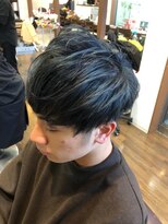 美容室 プラス ワン(PLUS ONE)&nbsp;刈上げマッシュ+ブリーチonブルー感強めのブルーアッシュ