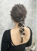 紐アレンジ ねじり編みおろしスタイル