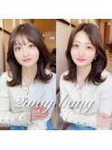2wayバング 韓国前髪 シースルー ミディアム くびれヘア　顔周り