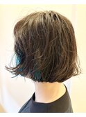 ［-tre-］ミニボブ×インナーカラーグリーン　20代/30代/40代