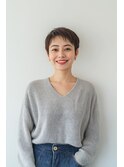 明るい白髪染め　ベリーショートヘア