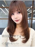 韓国風レイヤー顔周りレイヤーワンカールシースルーバング後れ毛
