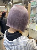 ラベンダーベージュアッシュグレージュミディアムウルフボブ