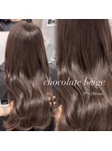 福井チョコレートブラウン透明感カラーくびれヘア韓国レイヤー