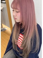 アース いわき店(HAIR&MAKE EARTH)&nbsp;ピンク×ベージュのグラデーションロングレイヤー