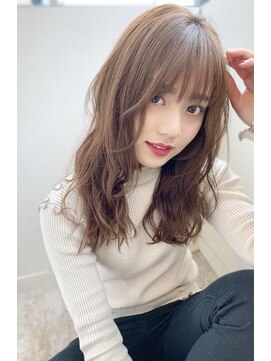 マリアバイアフロート(Maria by AFLOAT) 小顔にみせるシースルーサイドバングことりベージュロング