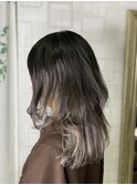 【河野有希】ロングウルフのホワイトベージュインナーカラー