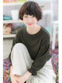 くせ毛風カーリー暗髪シアカラー大人ガーリーボブ