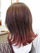 コアフィールフィス(COIFFURE fils) 外ハネボブ　裾カラー　チェリーピンク【堀指名予約はお電話で】