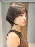 小顔サイドバングの長めショートボブ青山表参道