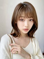 エインアンリー 明治神宮前(AIN.ANLY.) モーヴピンクベージュカラー韓国レイヤースタイル前髪カット