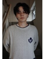 セントラル 三宮店(central)&nbsp;韓国マッシュカルマパーマコンマバングセンターパート黒髪ウルフ