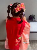 七五三ヘアスタイル ツインテール キッズヘアセット 和装