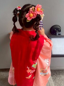 七五三ヘアスタイル ツインテール キッズヘアセット 和装