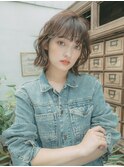 パーマ風巻き髪ボブ