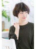 スモーキーグレージュ小顔フレンチガーリーふわふわボブb1