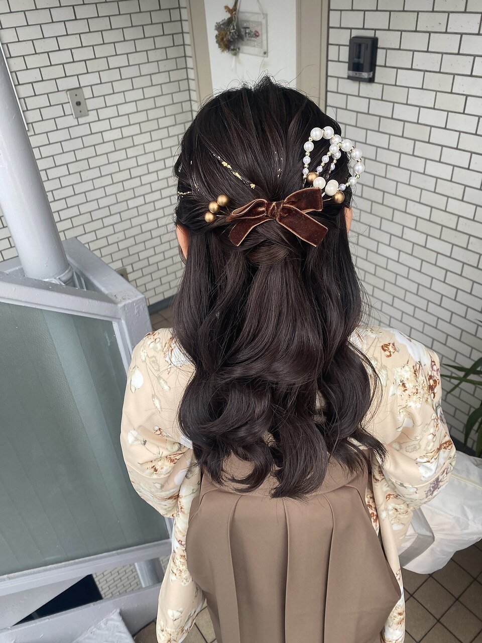 袴ヘアセット ハーフアップ アップヘア 金箔：L202488494