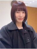 切りっぱなしボブ/ミニボブ/酸性ストレート/赤髪
