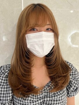 アンダーバーホワイトモデ 河内長野(_WHITE mode) ハイライトカラーミルクティーベージュレイヤーカット